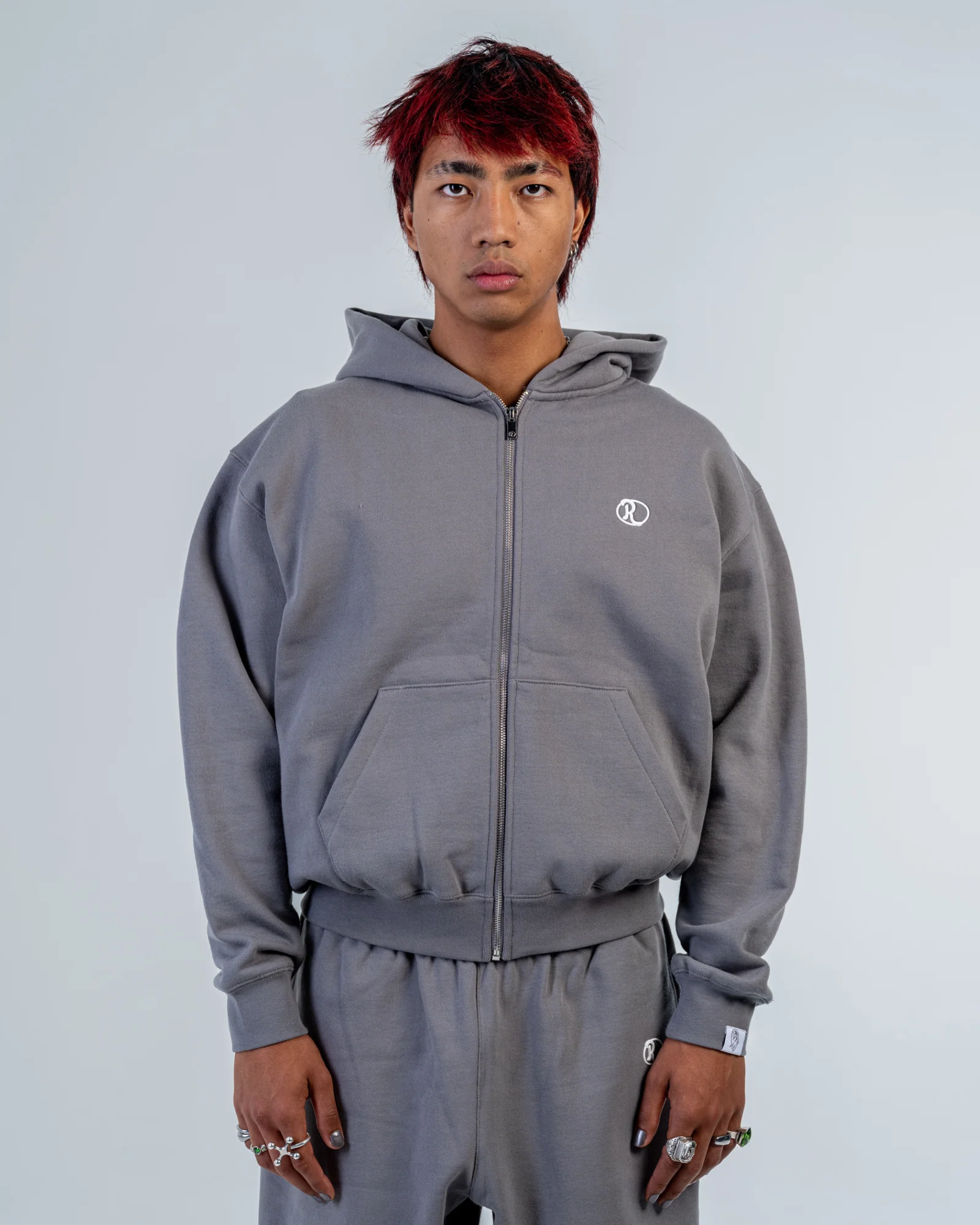 ZIP UP HOODIE [STONE GREY]