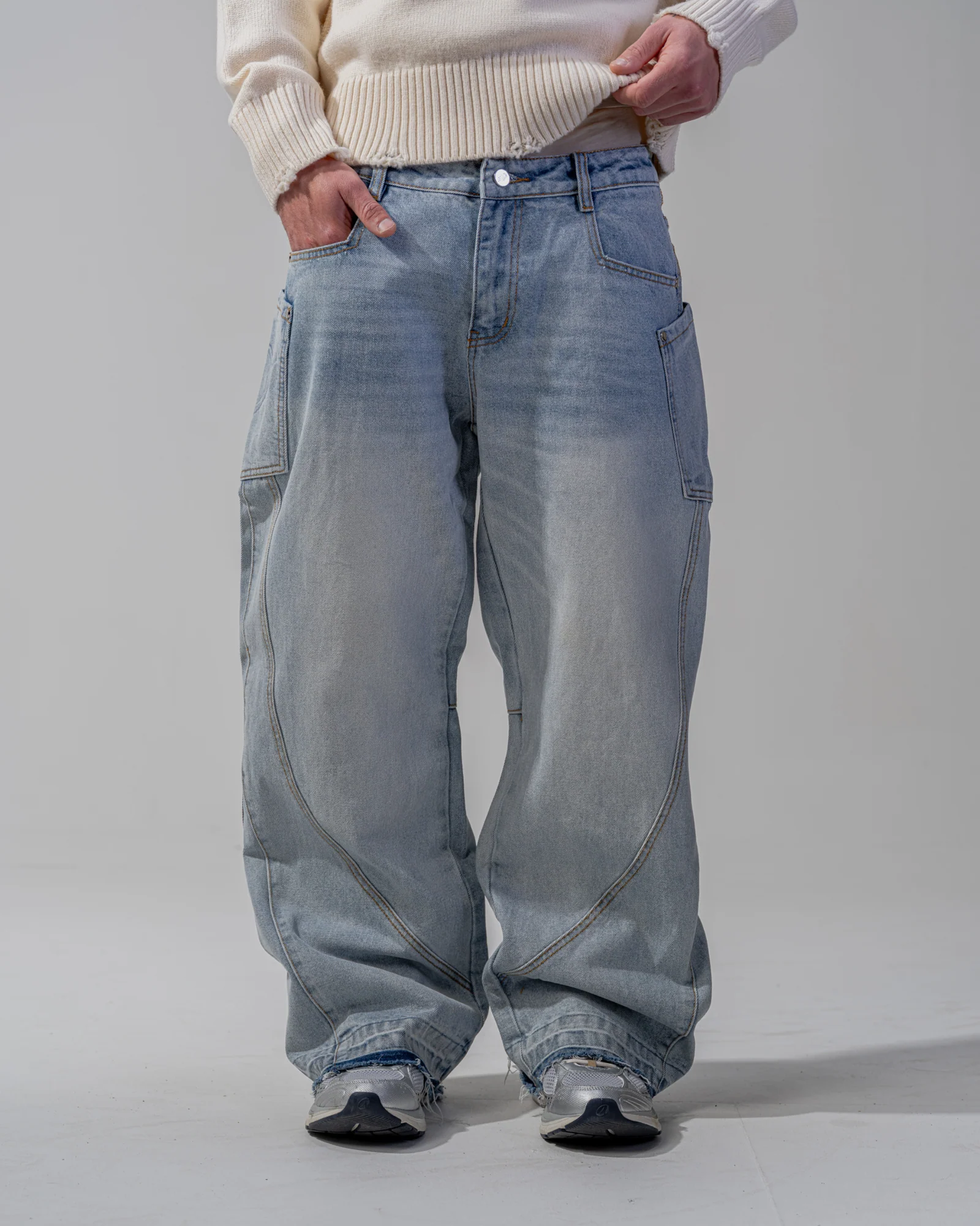 BAGGY FLARE JEANS [BLUE]