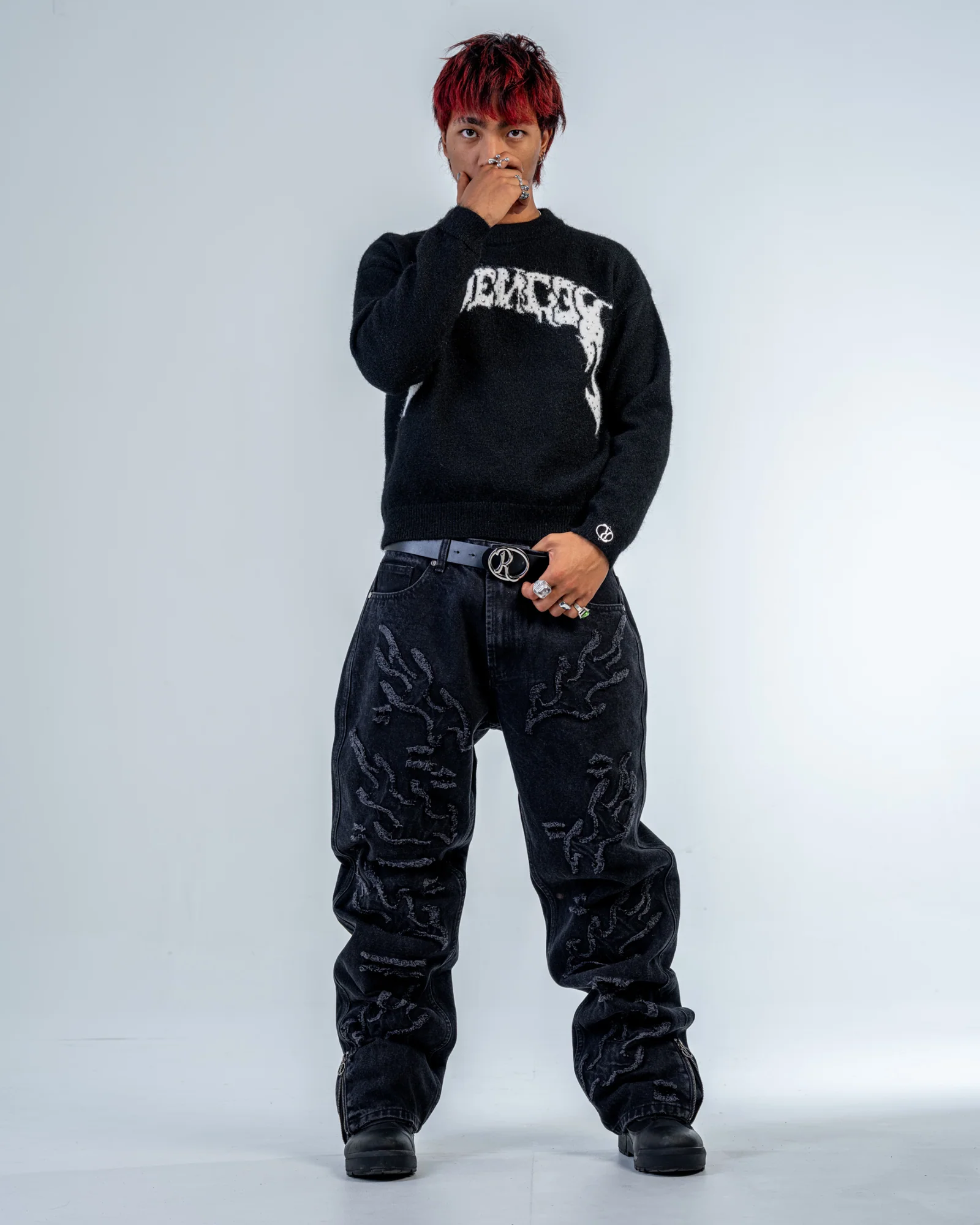 MOHAIR RHINESTONE LOGO [BLACK]