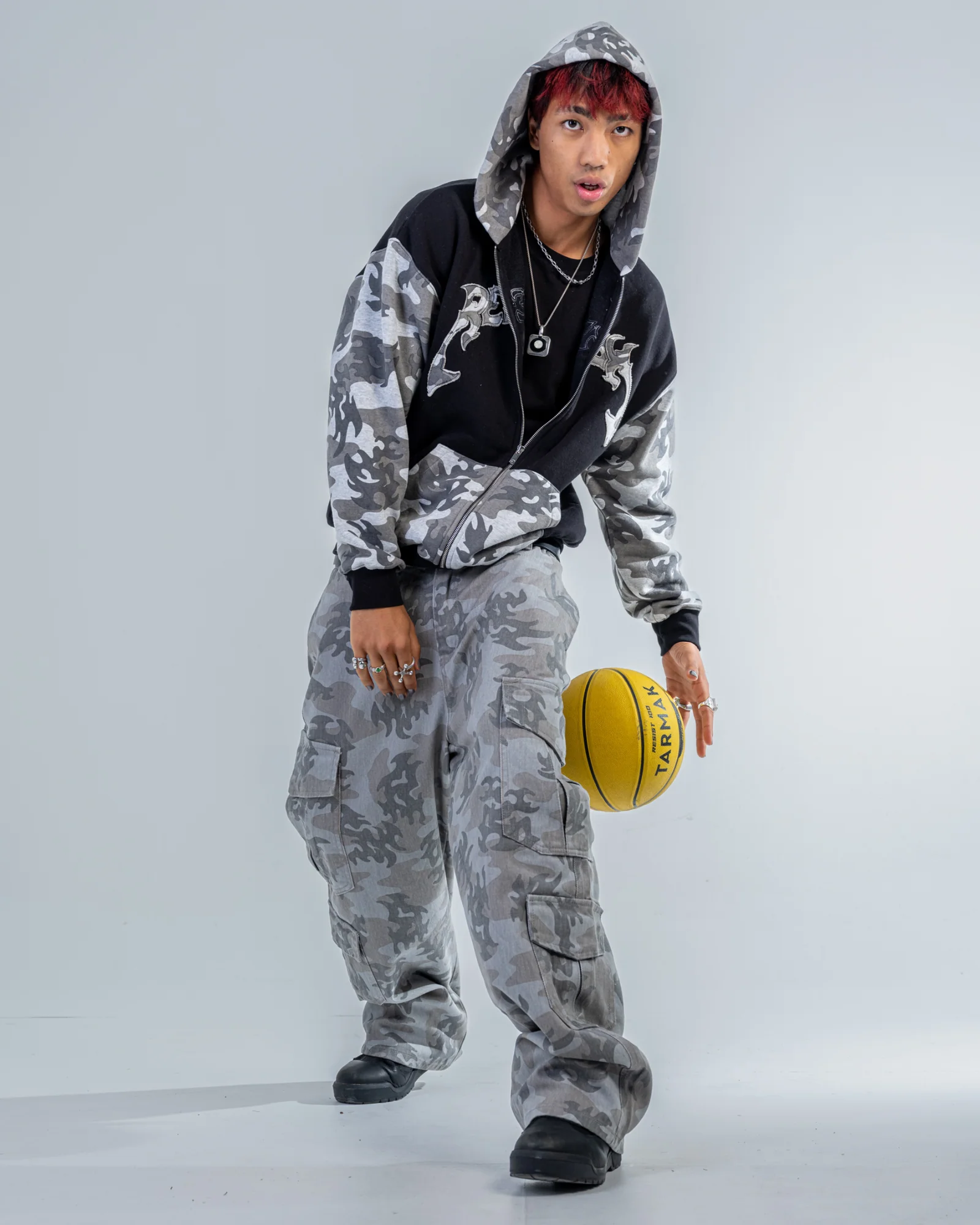 CAMO CARGO PANTS [BLACK]