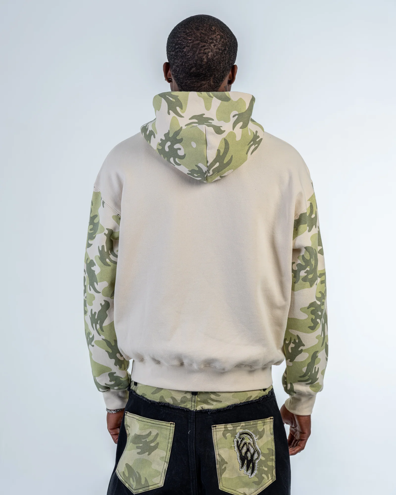 ZIP UP HOODIE PATCHWORK CAMO [BEIGE]