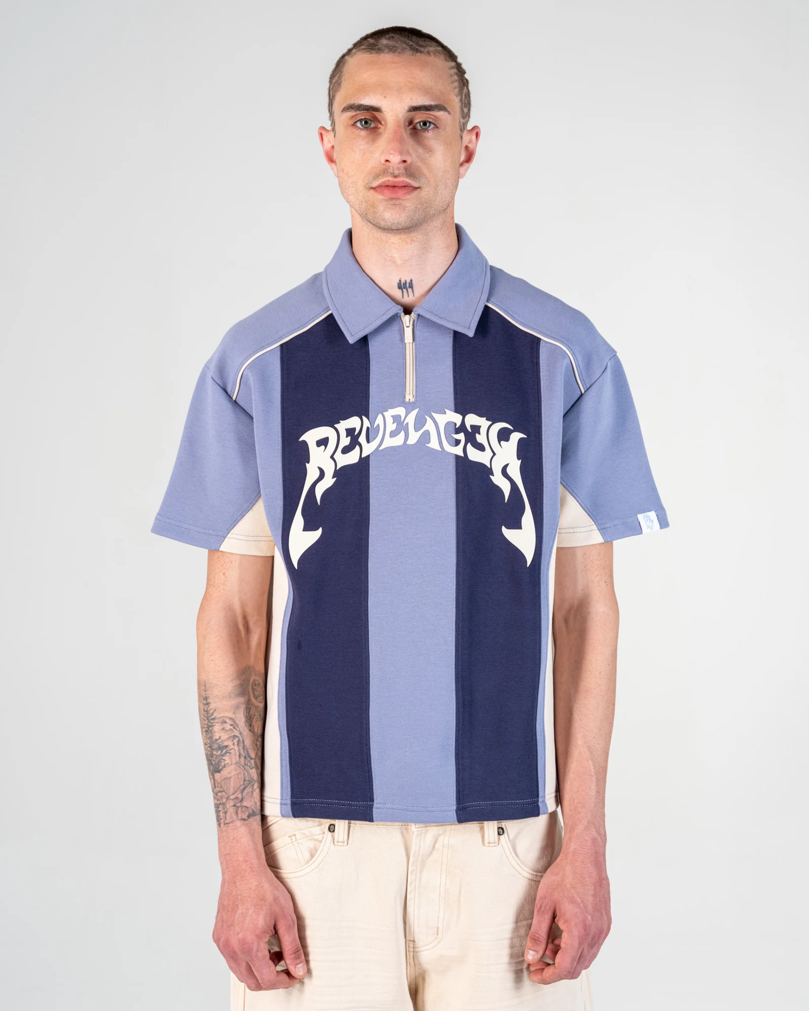 PATCHWORK POLO SHIRT [BLUE]