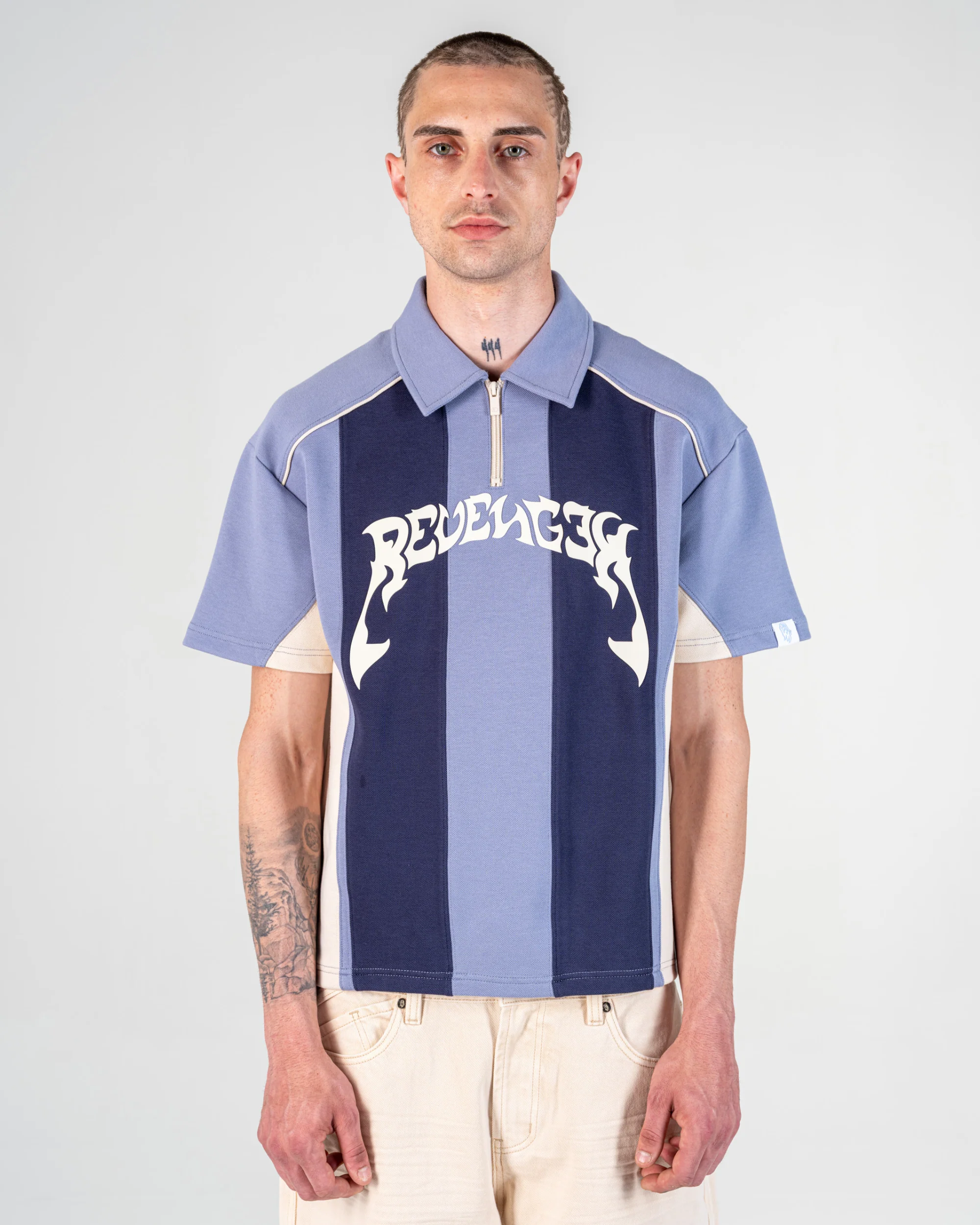 PATCHWORK POLO SHIRT [BLUE]