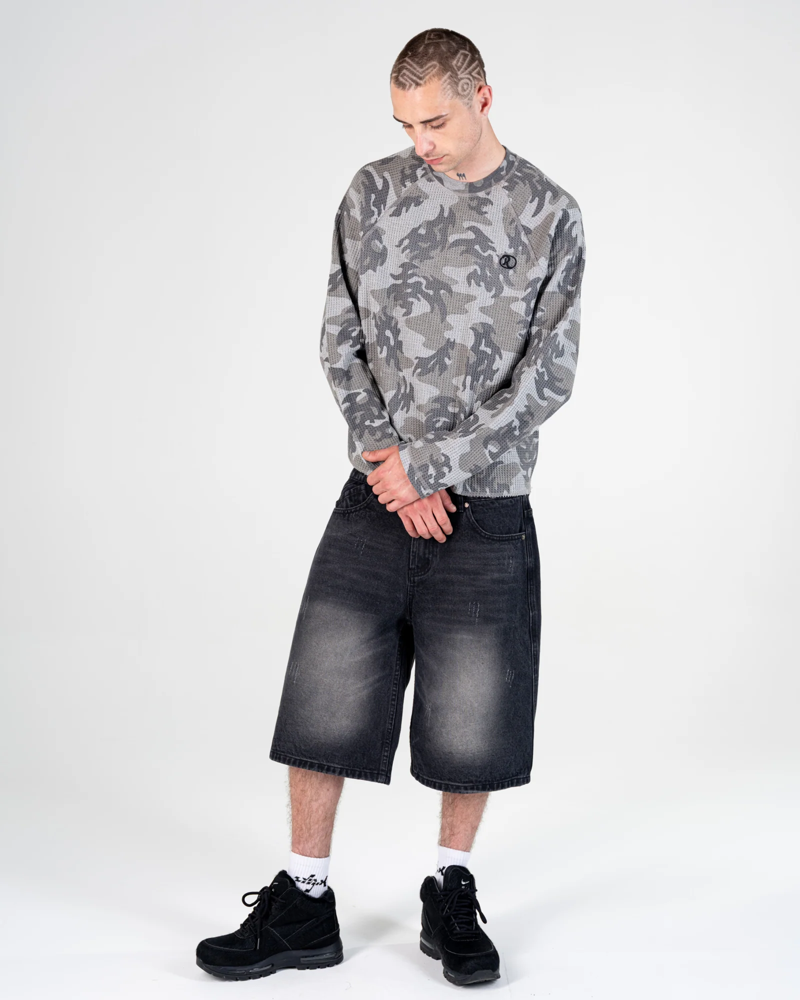 LONGSLEEVE WAFFLE CAMO [GREY]