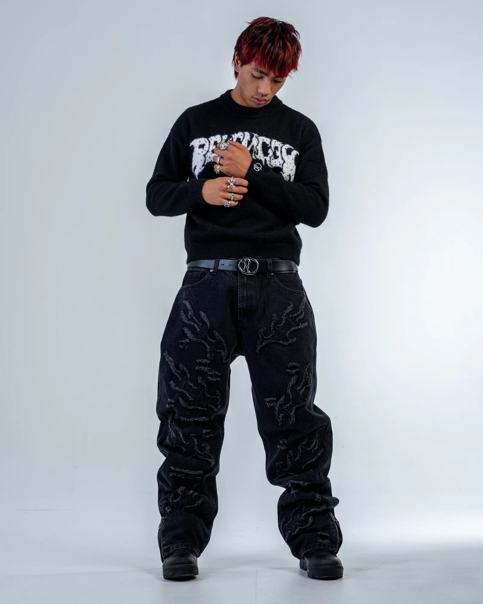 MOHAIR RHINESTONE LOGO [BLACK]