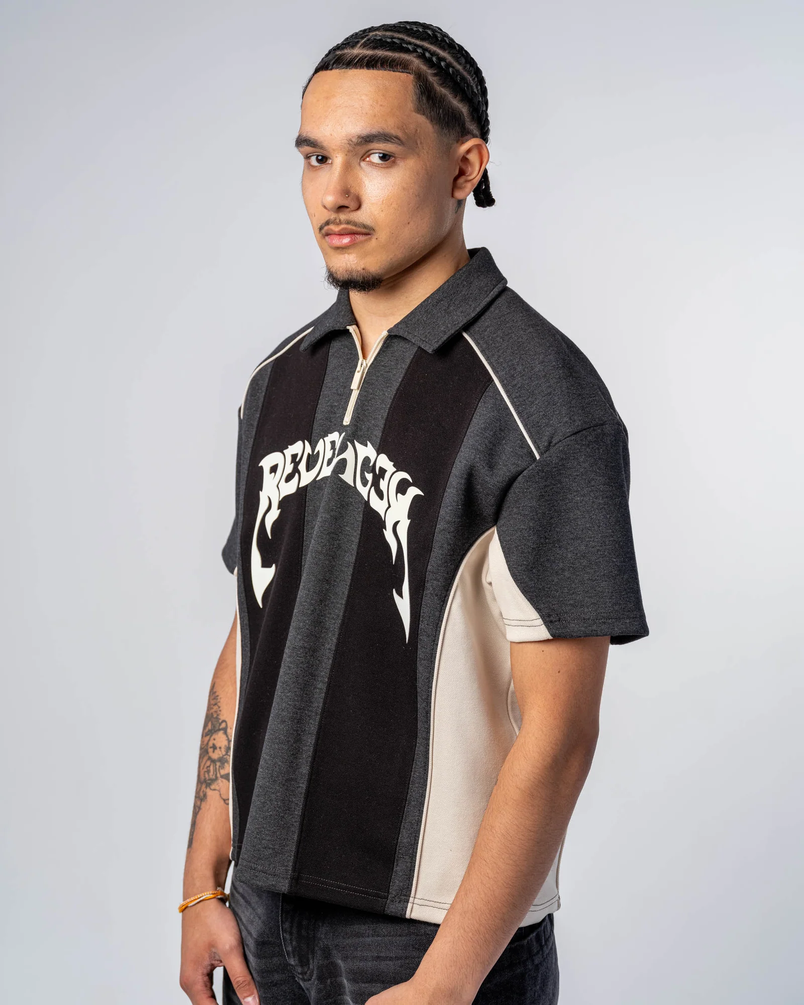 PATCHWORK POLO SHIRT [BLACK]