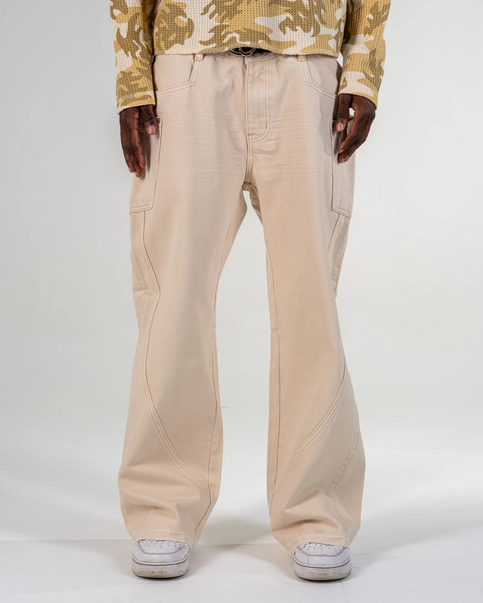 BAGGY FLARE JEANS [BEIGE]