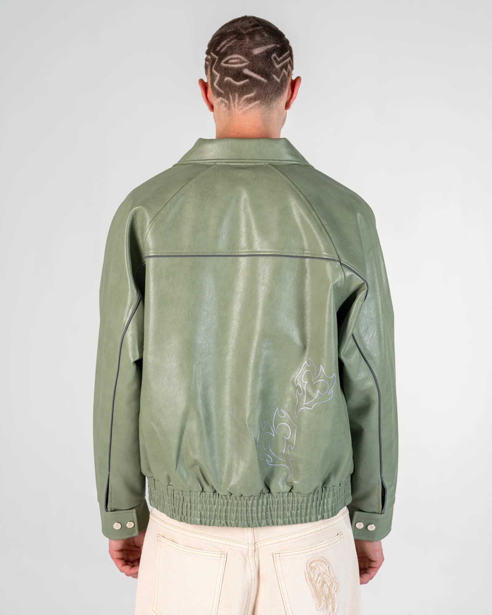 FAUX-LEATHER JACKET [OLIVE]