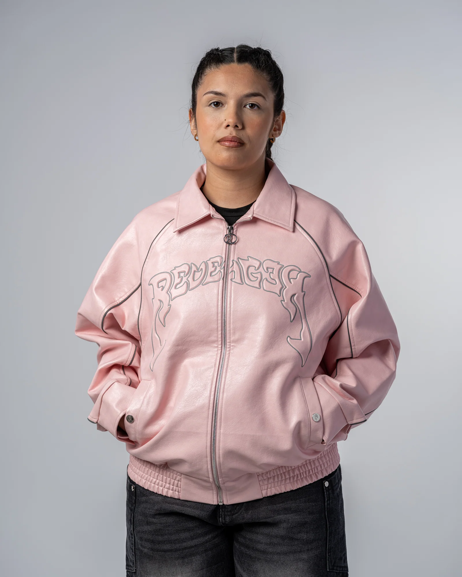 FAUX-LEATHER JACKET [PINK]