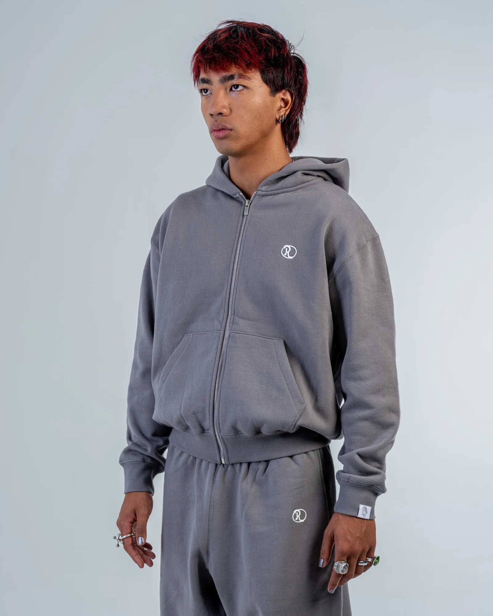 ZIP UP HOODIE [STONE GREY]