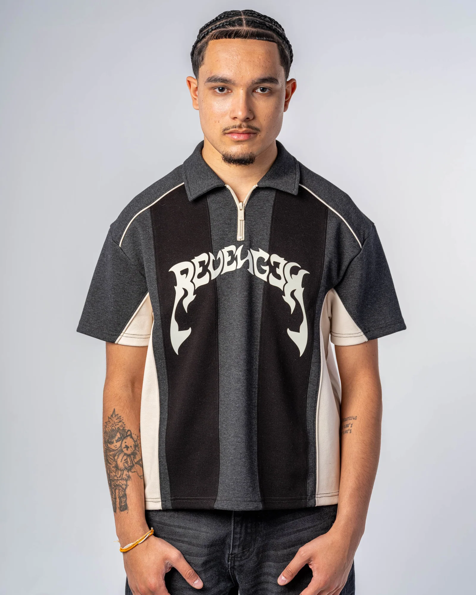 PATCHWORK POLO SHIRT [BLACK]