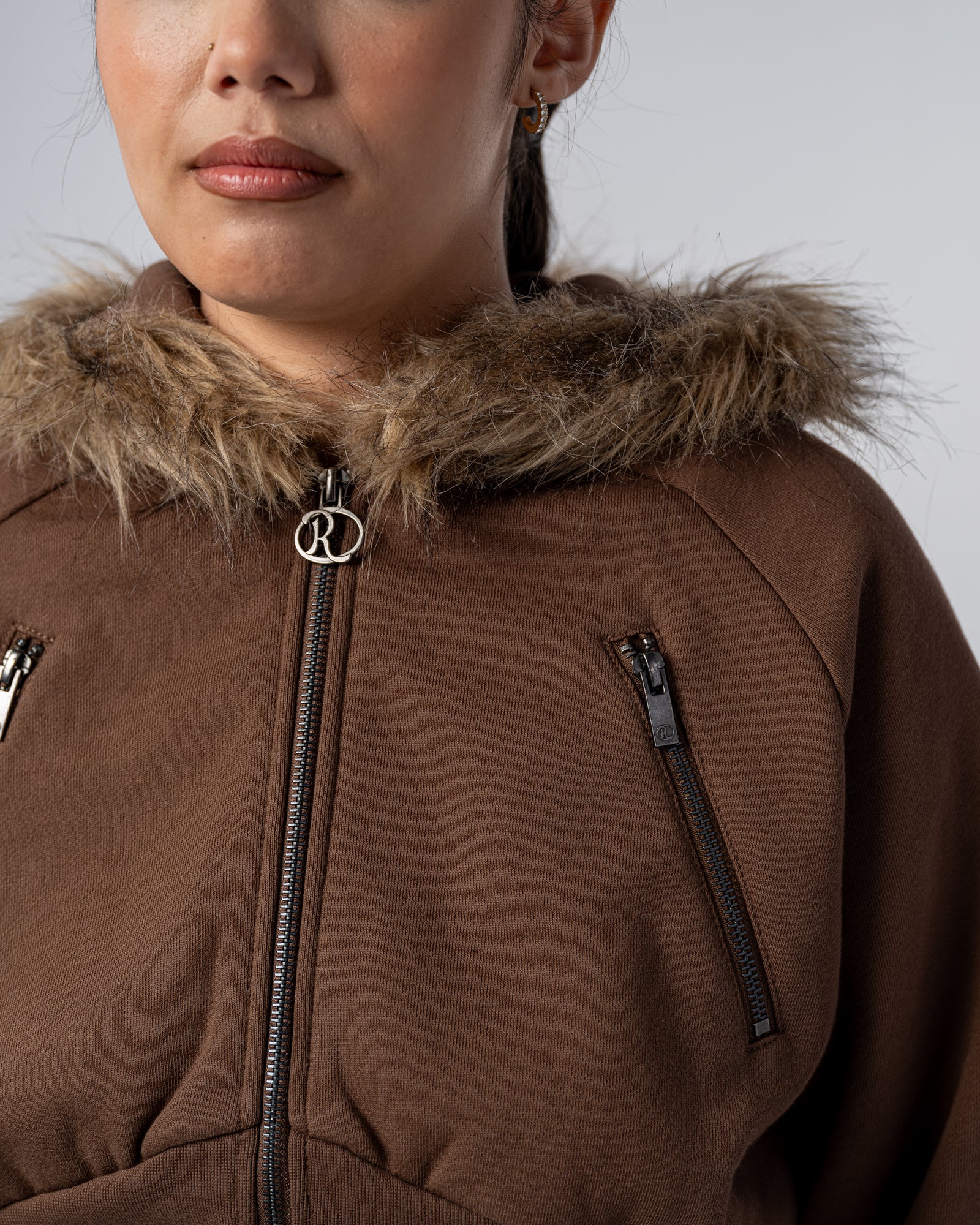 CROP FUR JACKET [MOCHA]