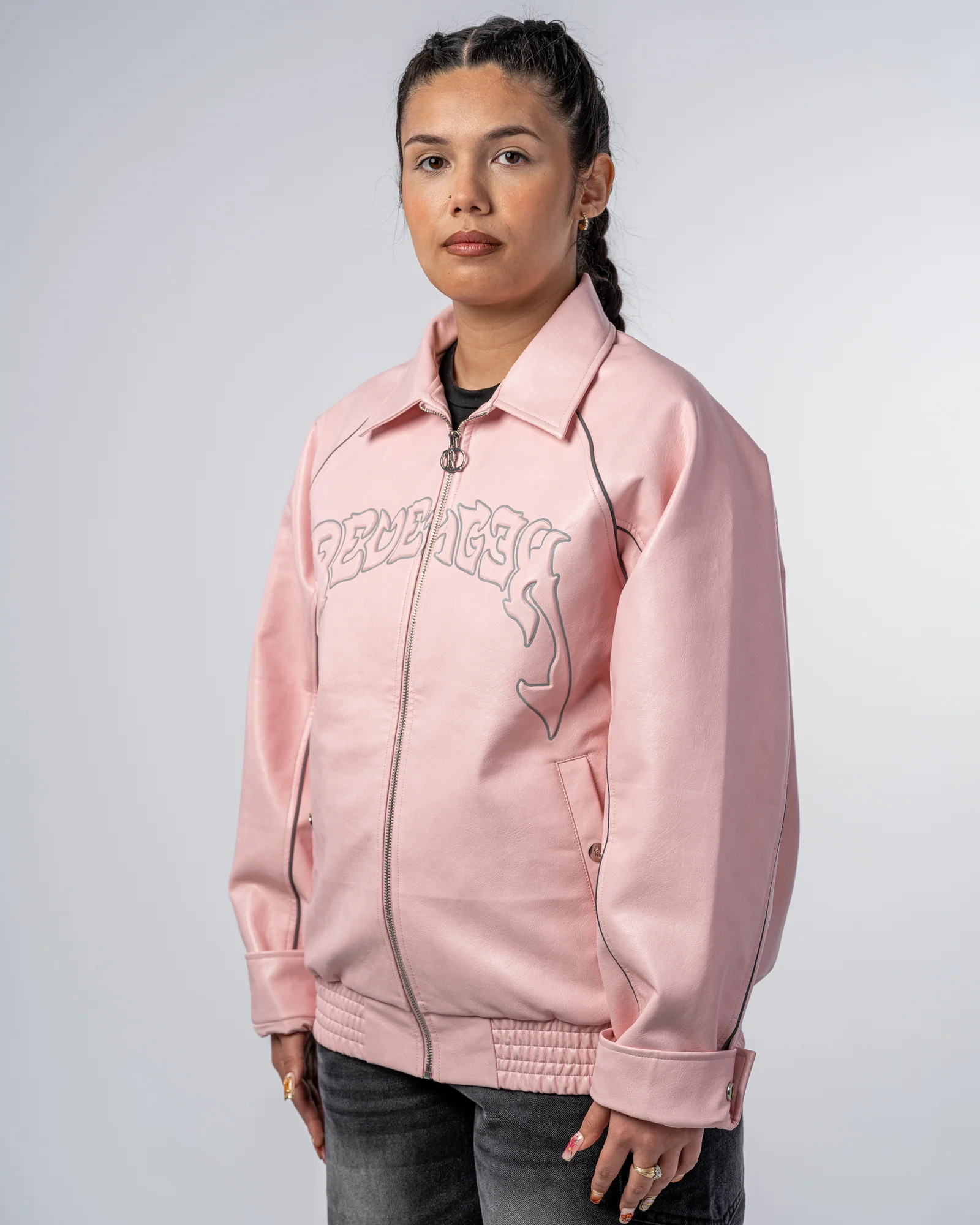 FAUX-LEATHER JACKET [PINK]