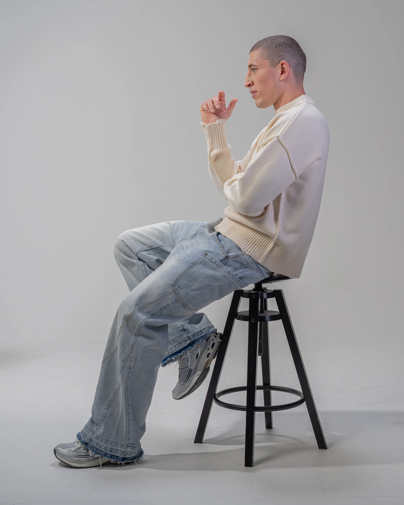BAGGY FLARE JEANS [BLUE]