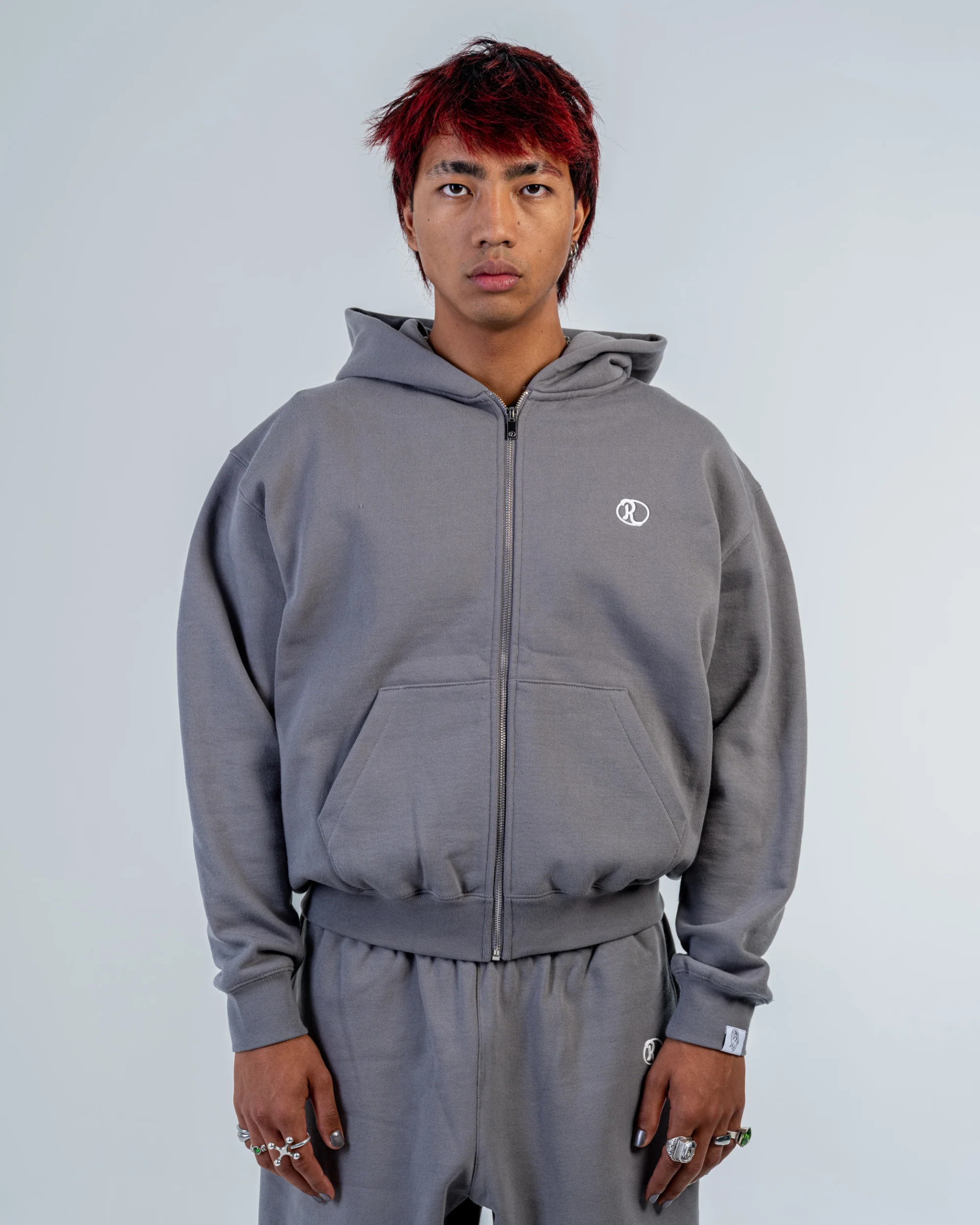 ZIP UP HOODIE [STONE GREY]
