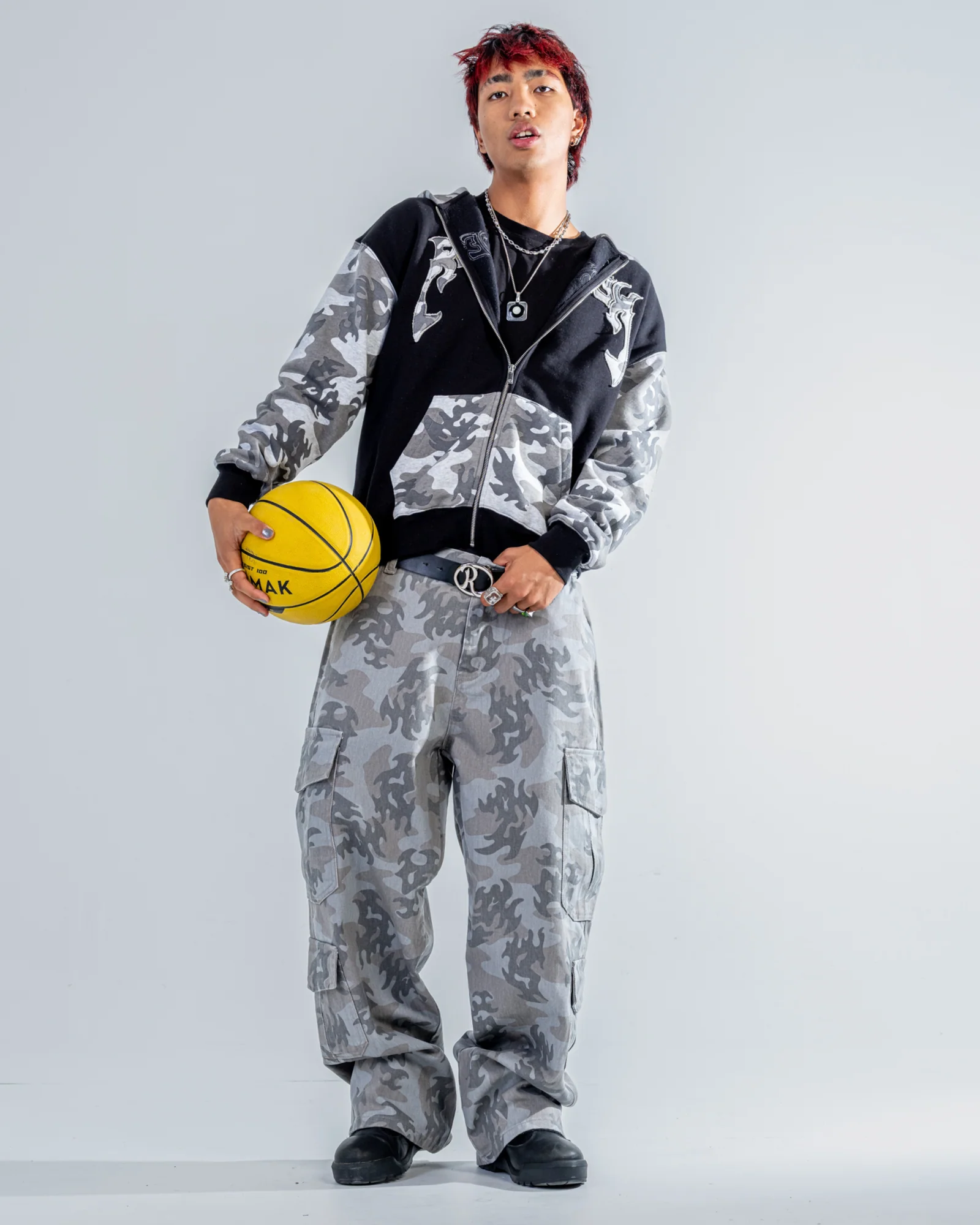 CAMO CARGO PANTS [BLACK]