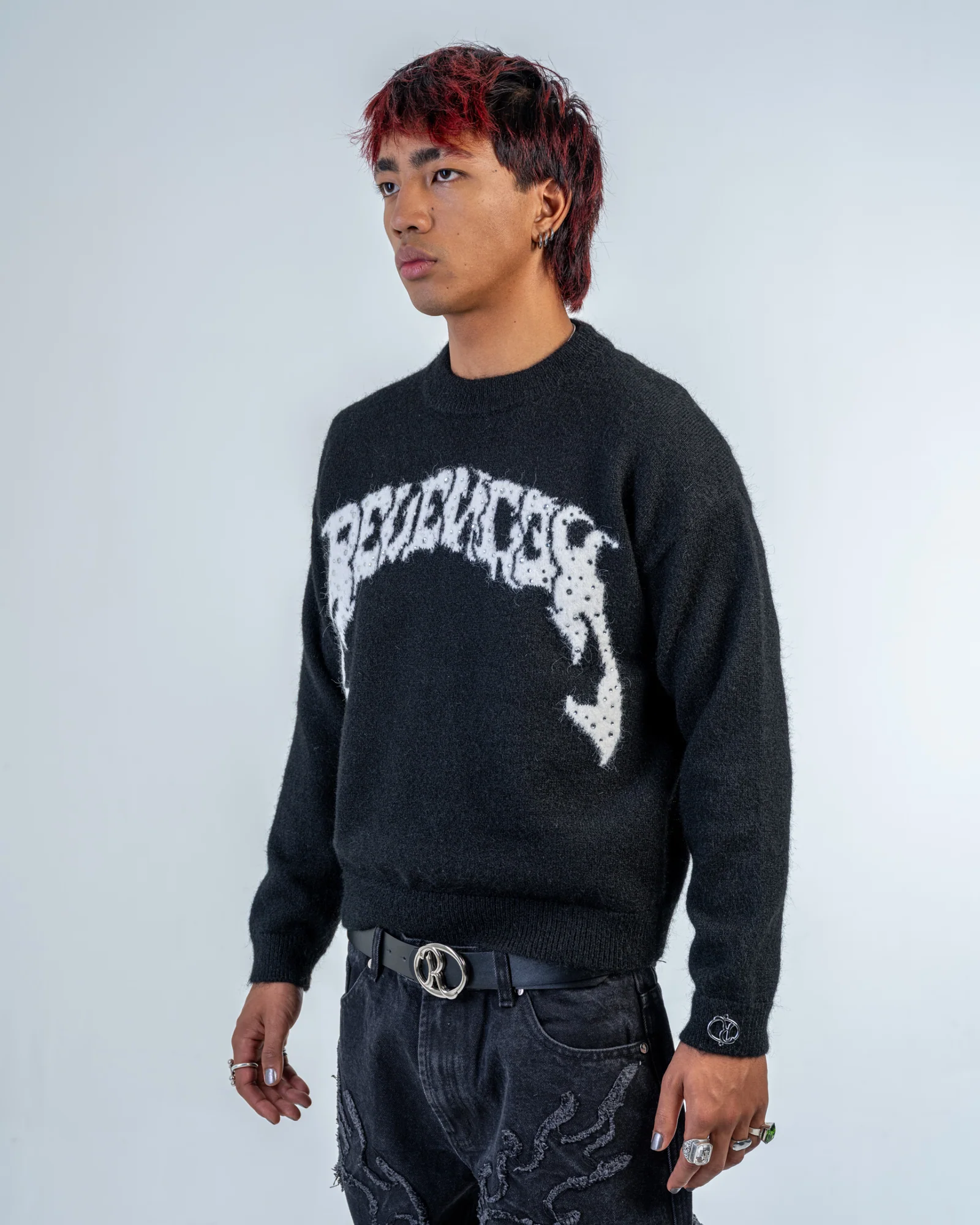 MOHAIR RHINESTONE LOGO [BLACK]