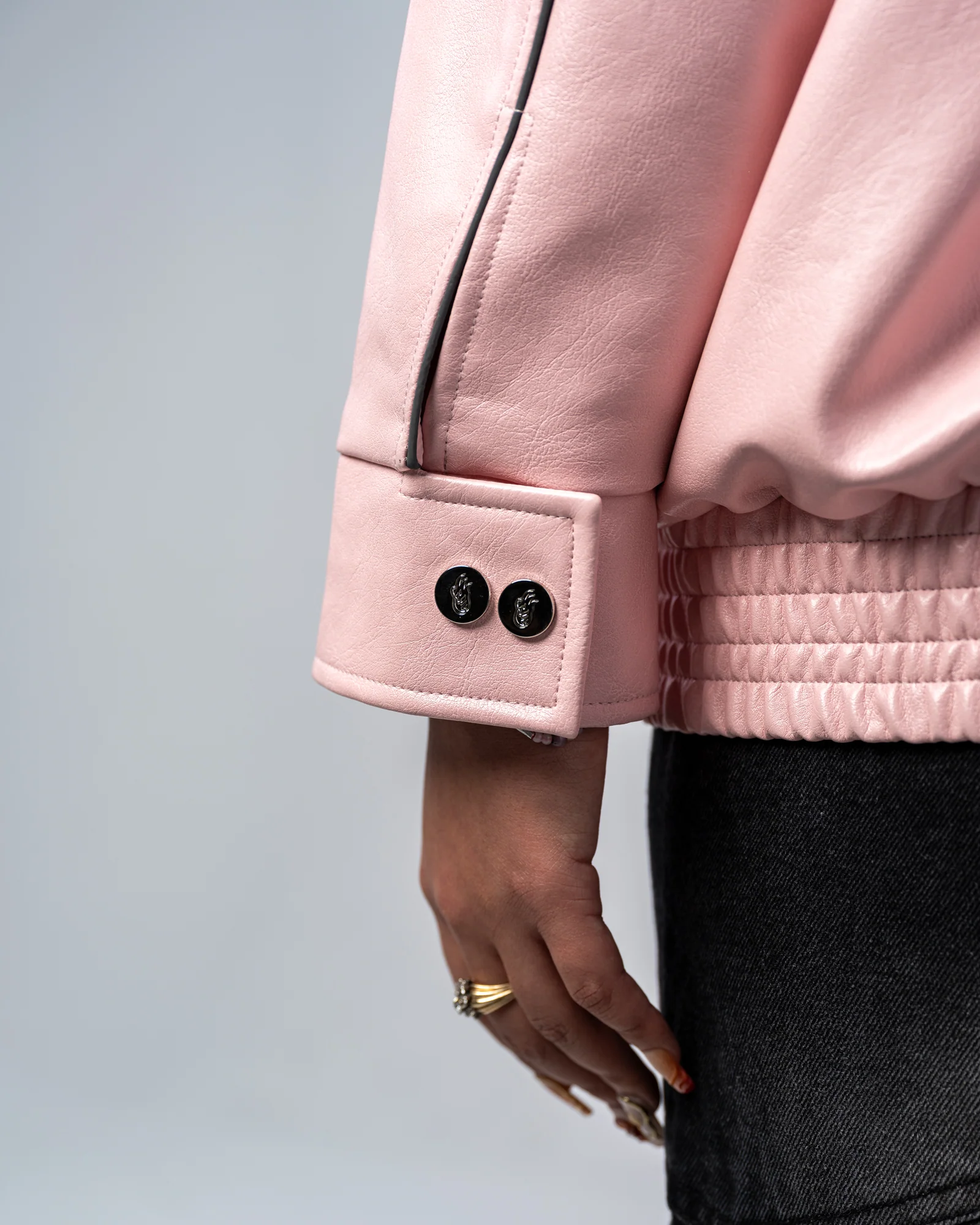 FAUX-LEATHER JACKET [PINK]