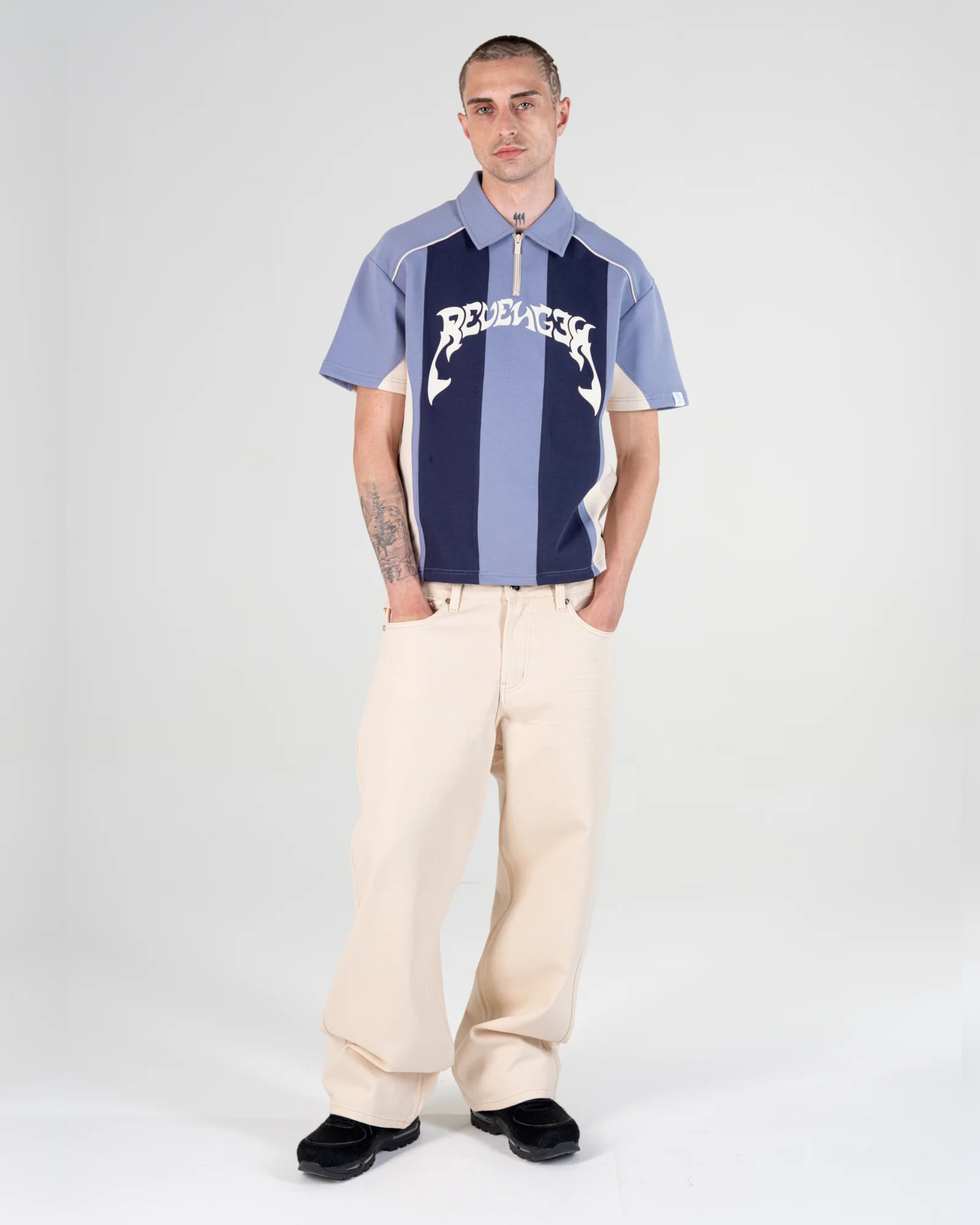 PATCHWORK POLO SHIRT [BLUE]
